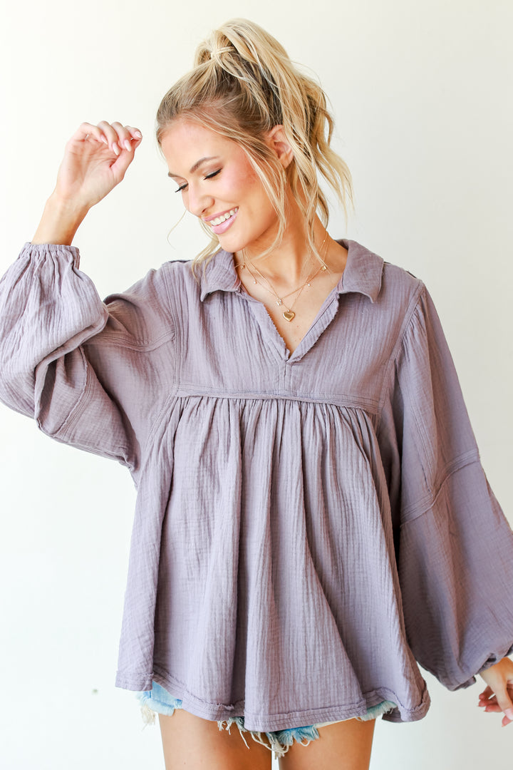 Linen Babydoll Blouse