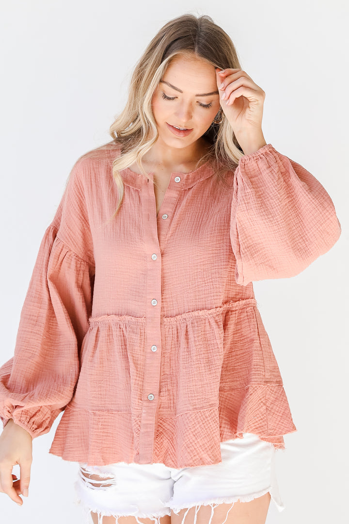 Linen Blouse in blush