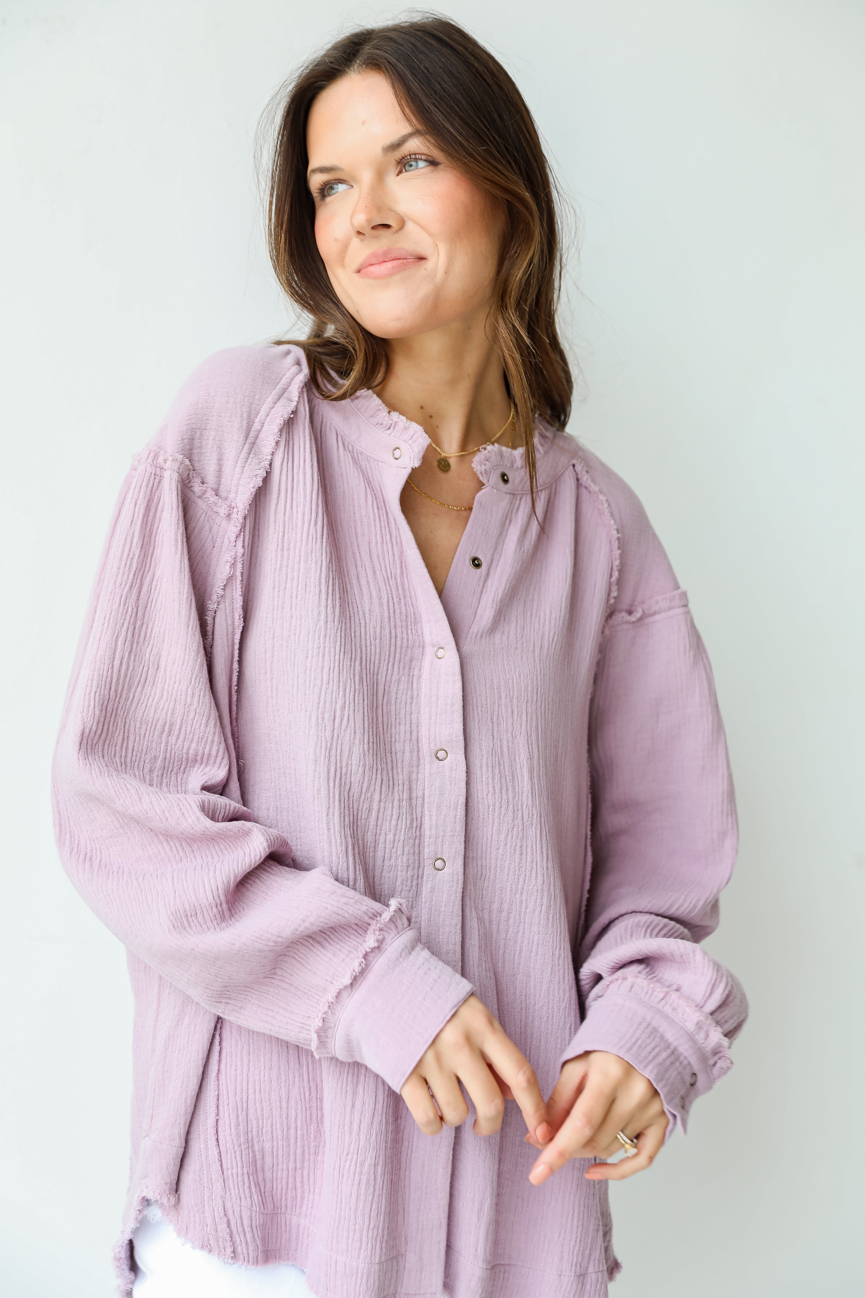 Linen Blouse in mauve