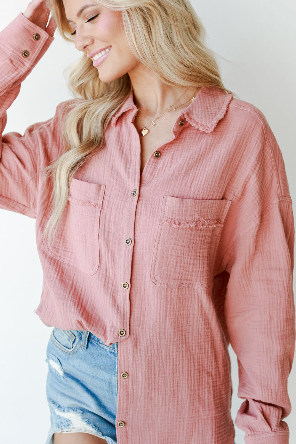 Linen Blouse in blush