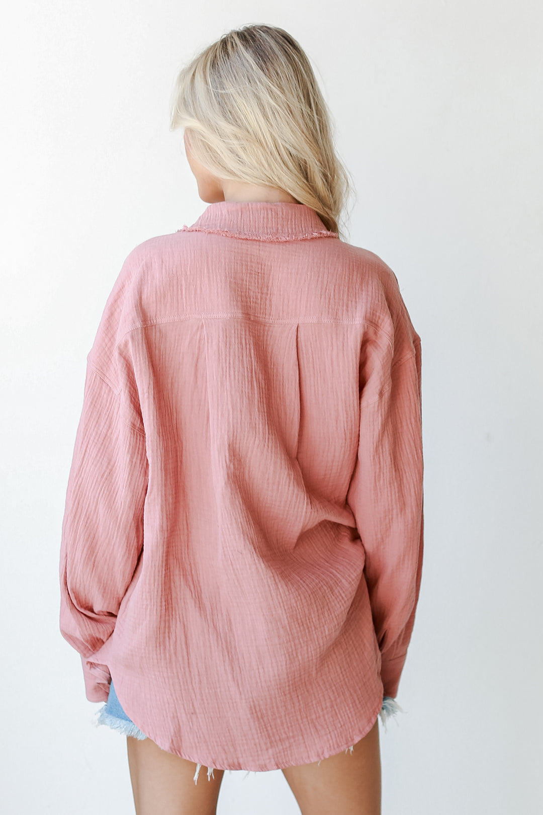 Linen Blouse in blush back view