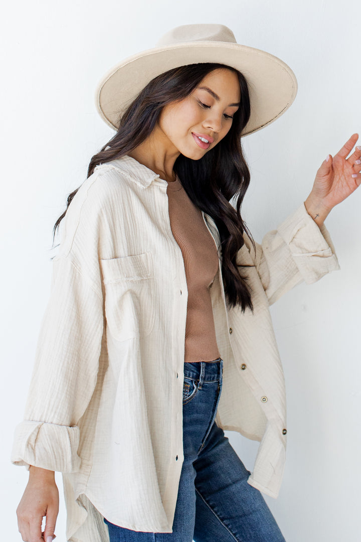 Linen Blouse in ivory side view