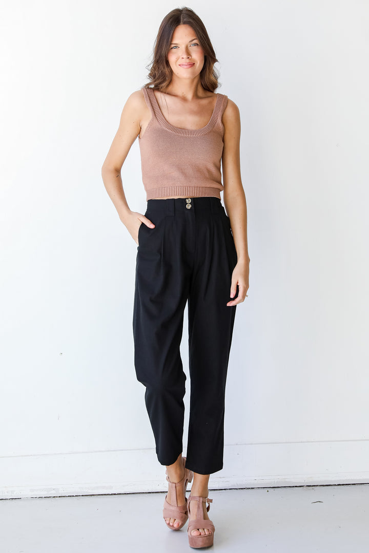 Linen Pants in black front view