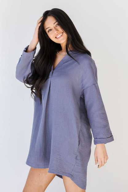 Linen Tunic in denim side view