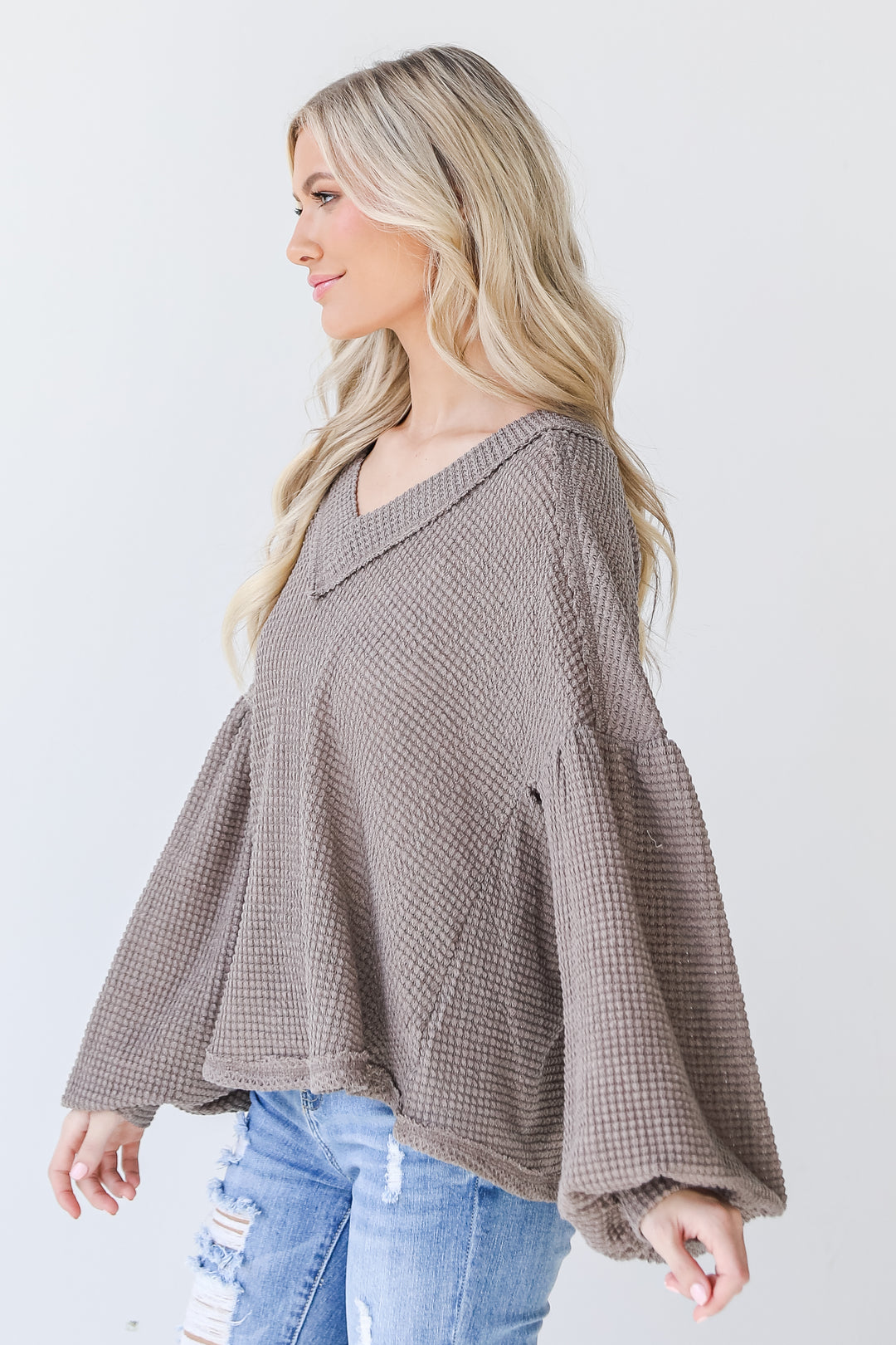 Waffle Knit Top side view