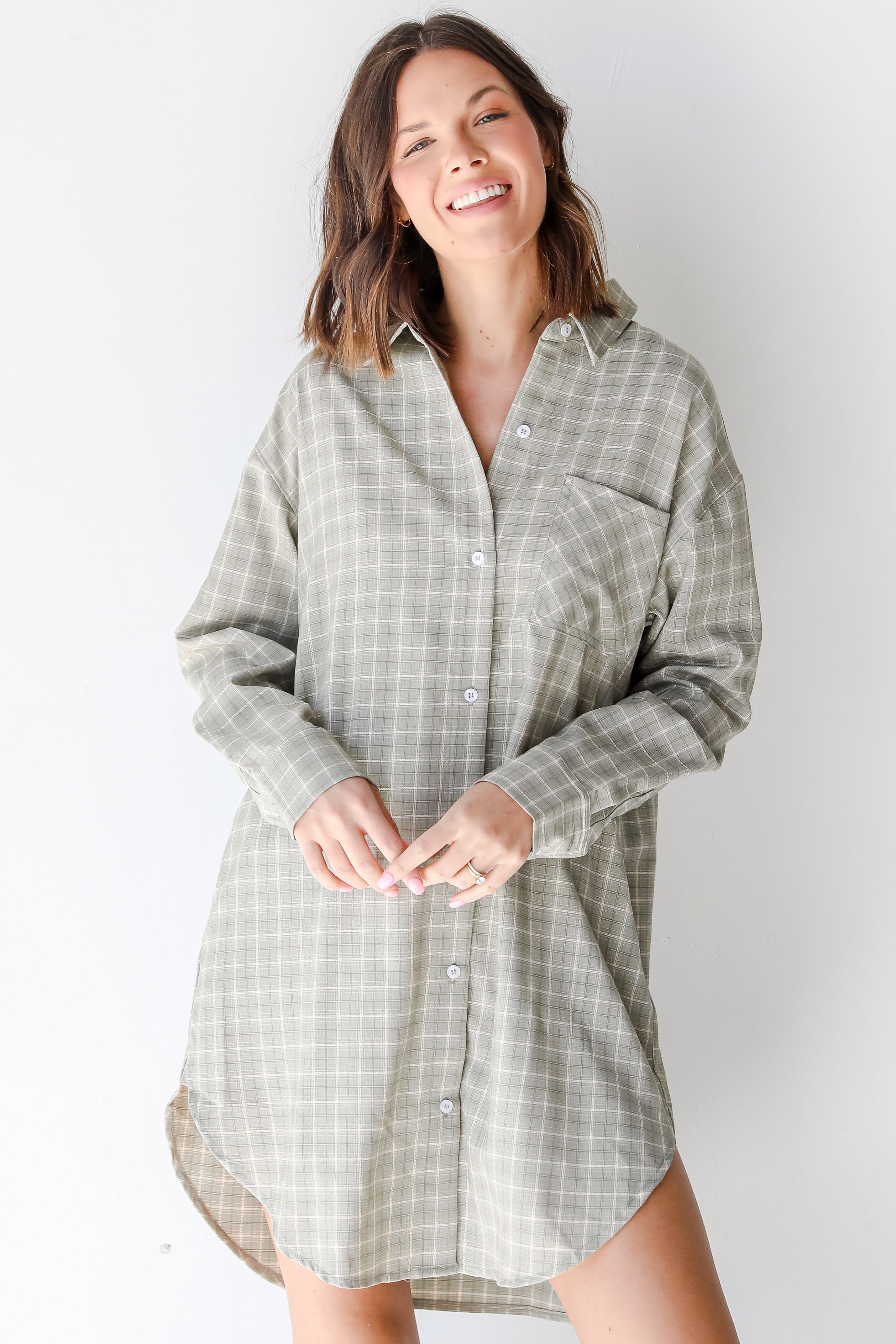 Plaid Tunic in sage