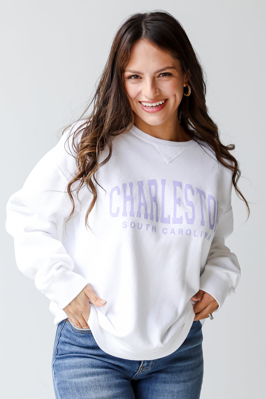 White Charleston South Carolina Pullover front view