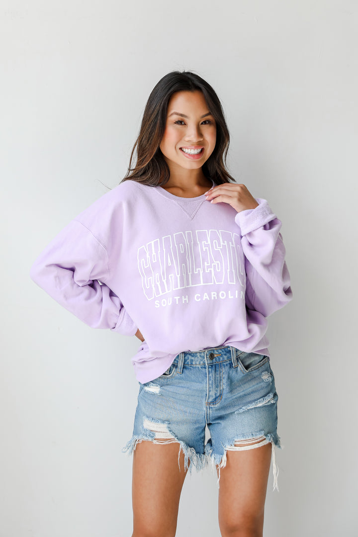 Lavender Charleston South Carolina Pullover on model