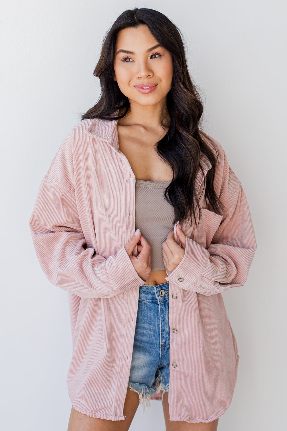 Corduroy Shacket in blush