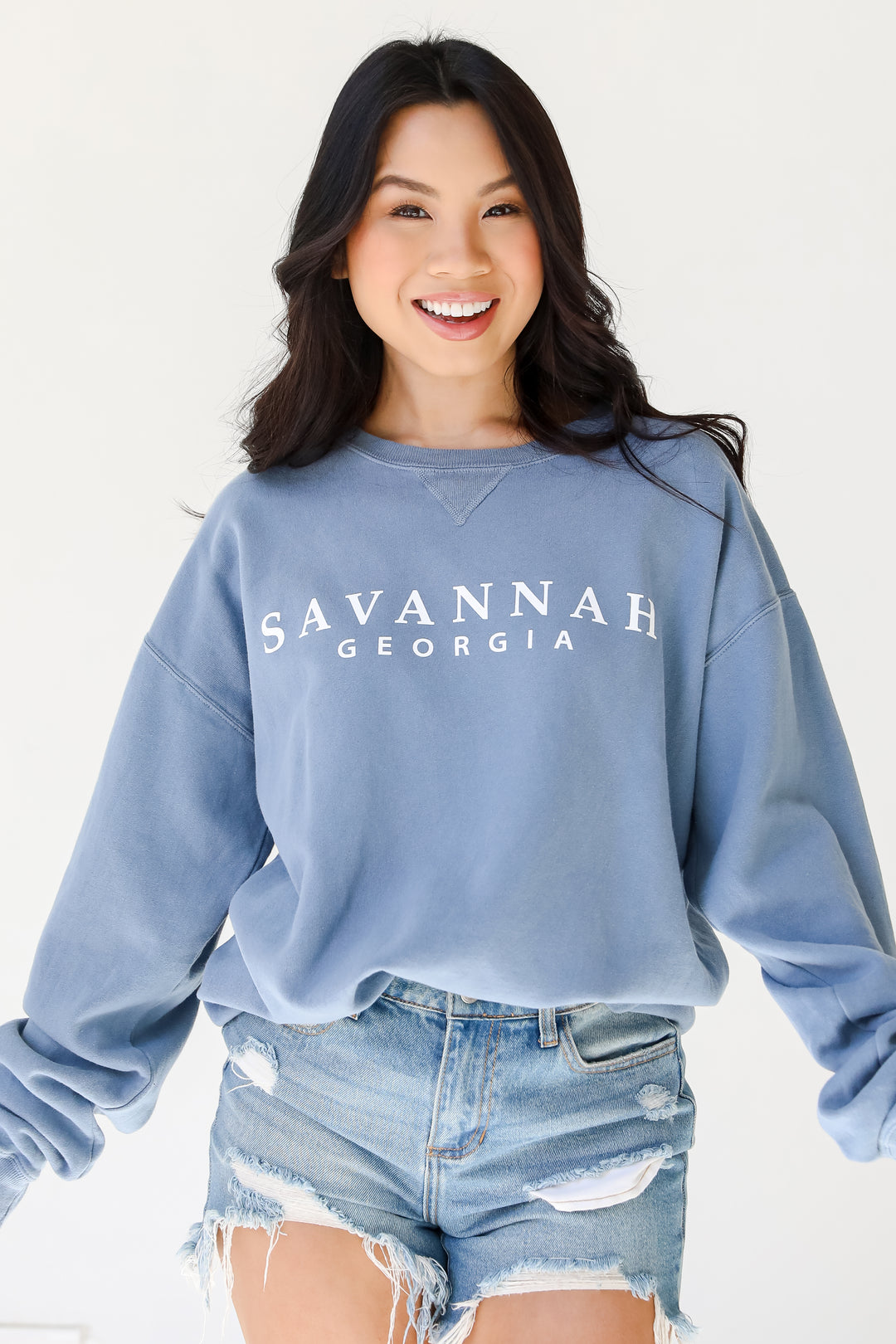 Light Blue Savannah Georgia Pullover front view