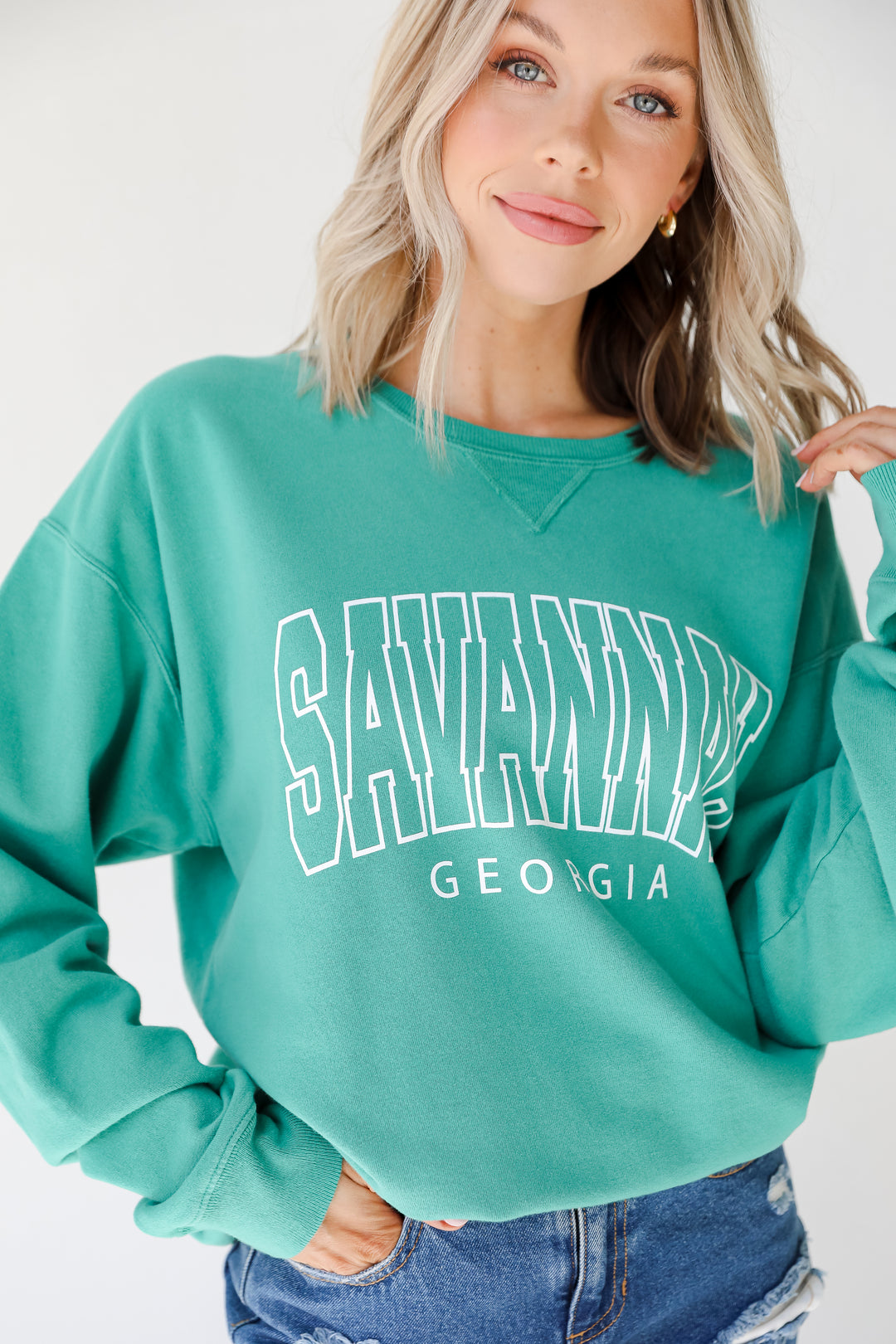 Green Savannah Georgia Pullover front view