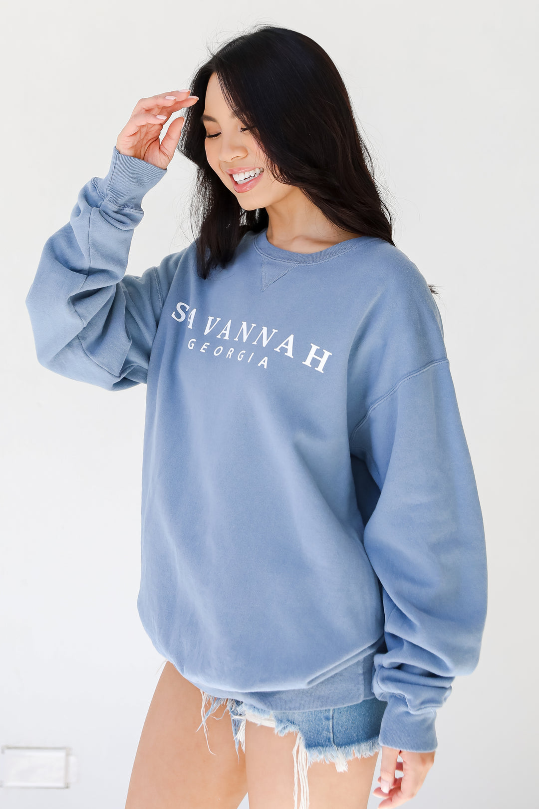 Light Blue Savannah Georgia Pullover side view