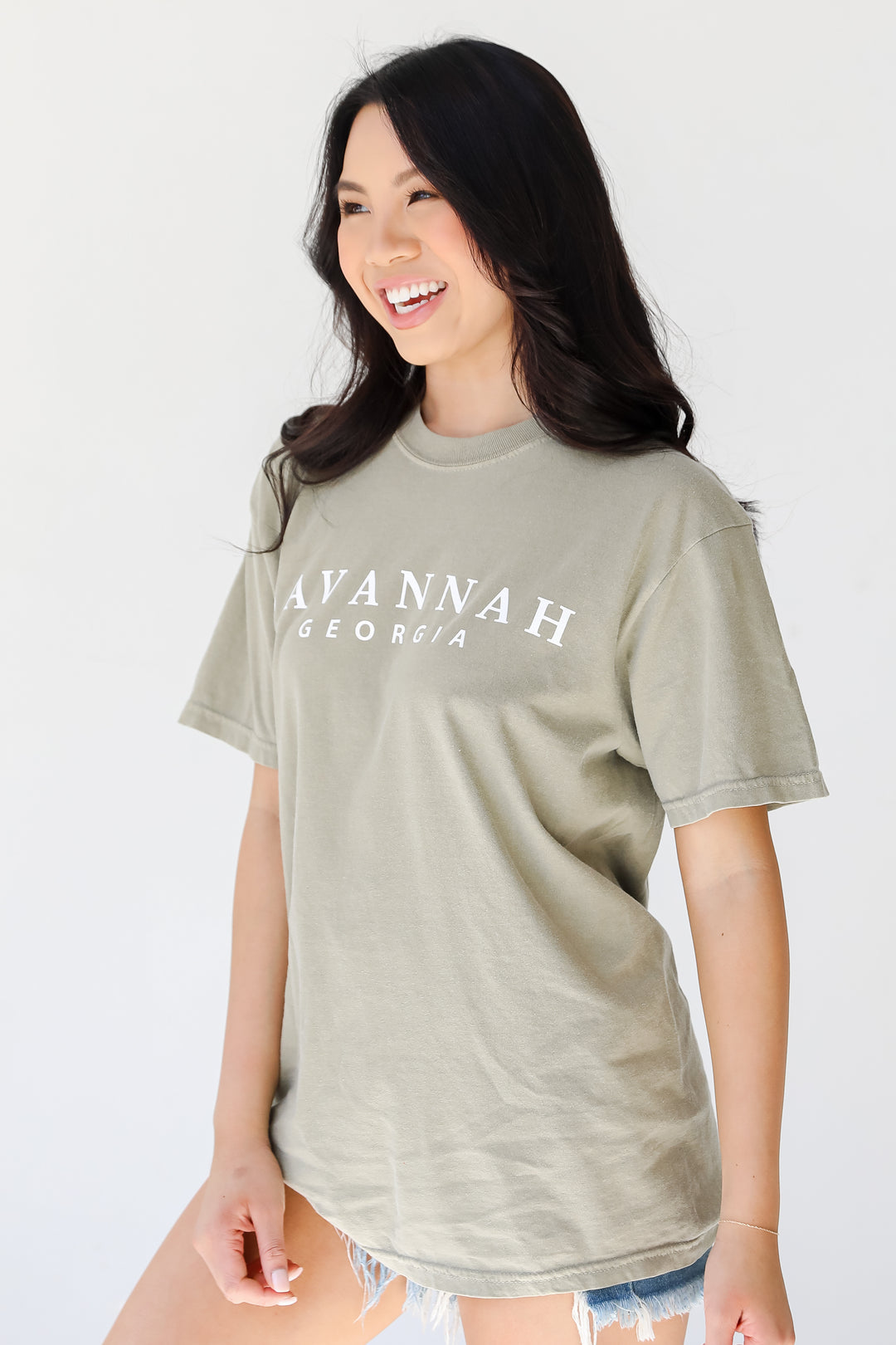 Light Olive Savannah Georgia Tee side view