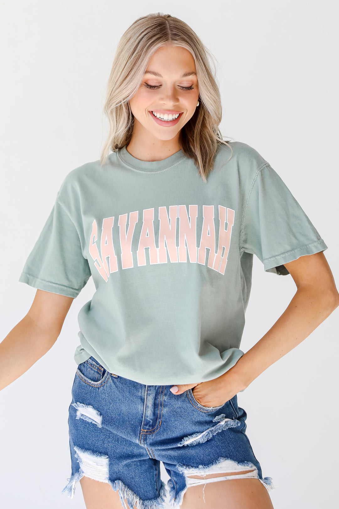 Sage Savannah Tee on model