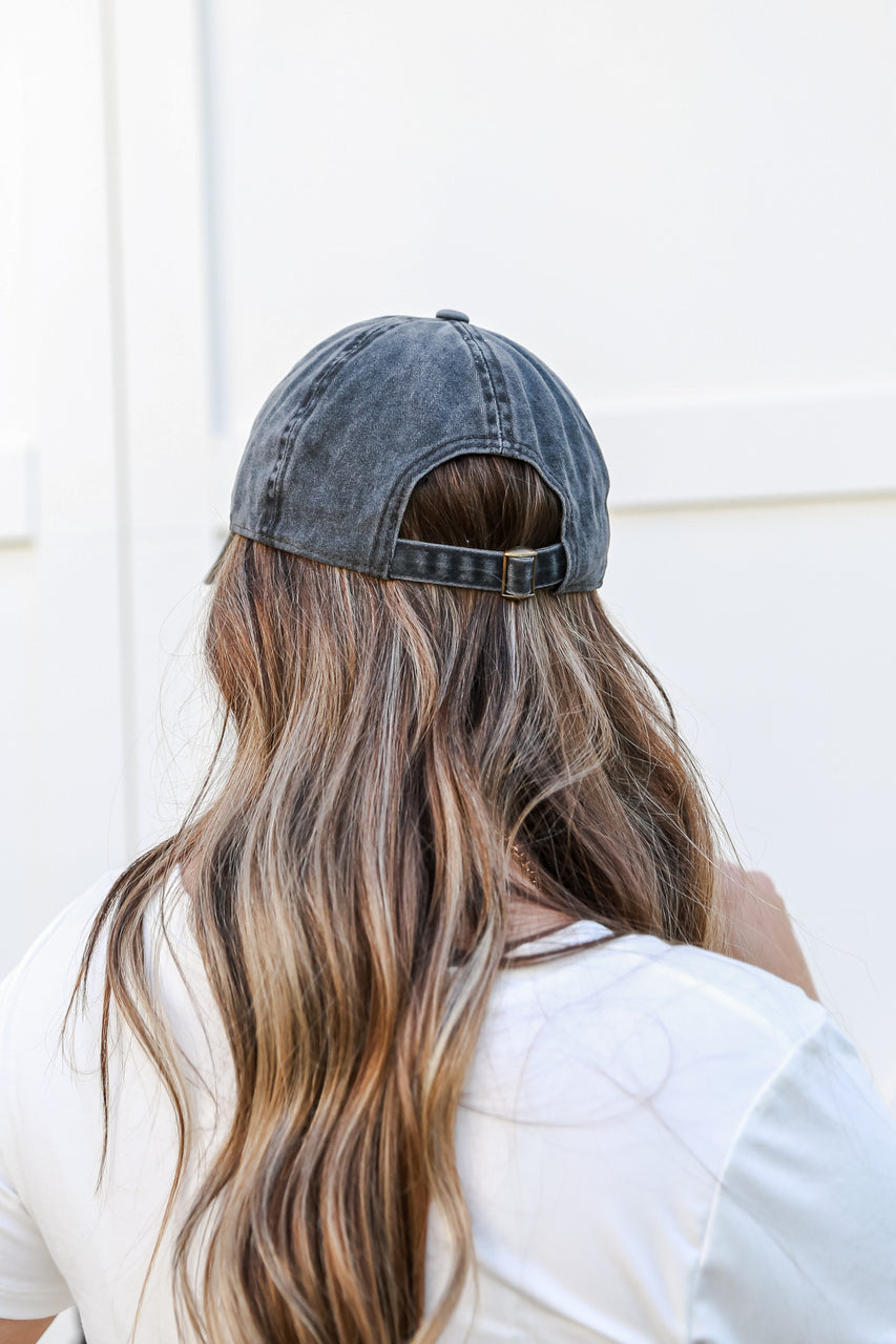 Smiley Face Baseball Hat in black back view