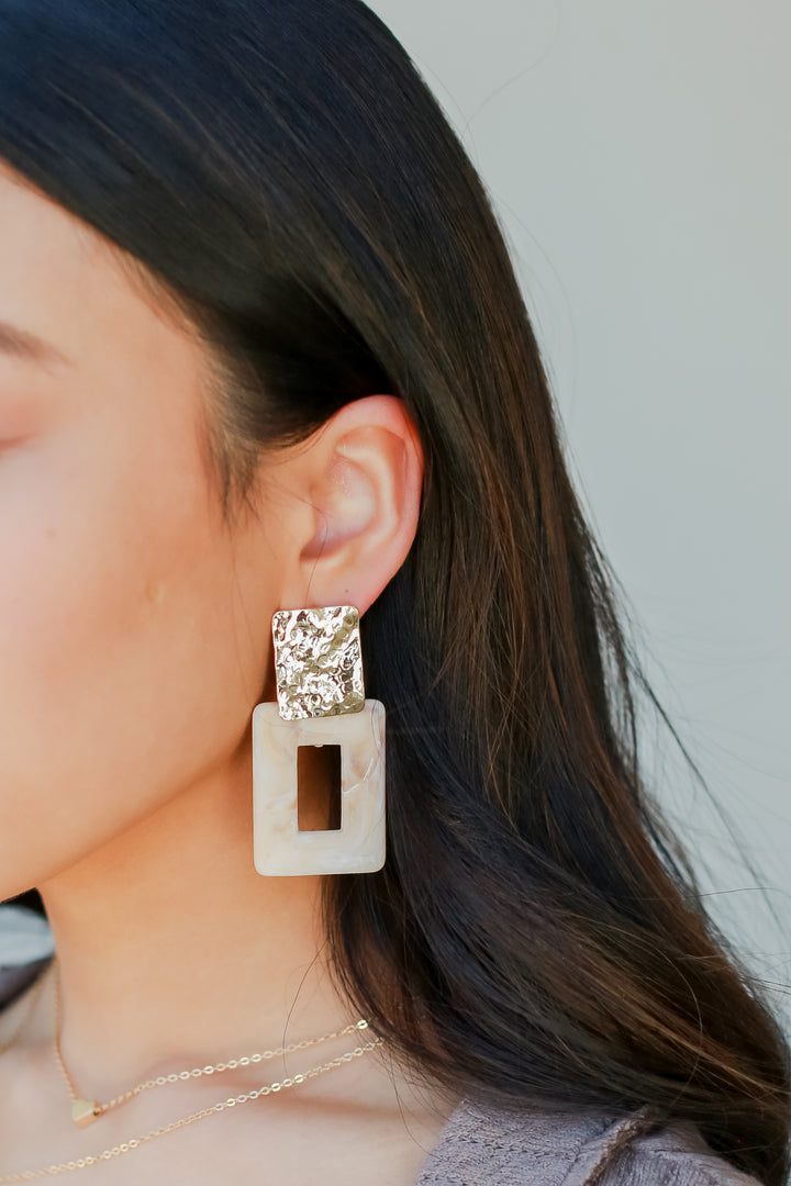 Acrylic Statement Earrings in ivory