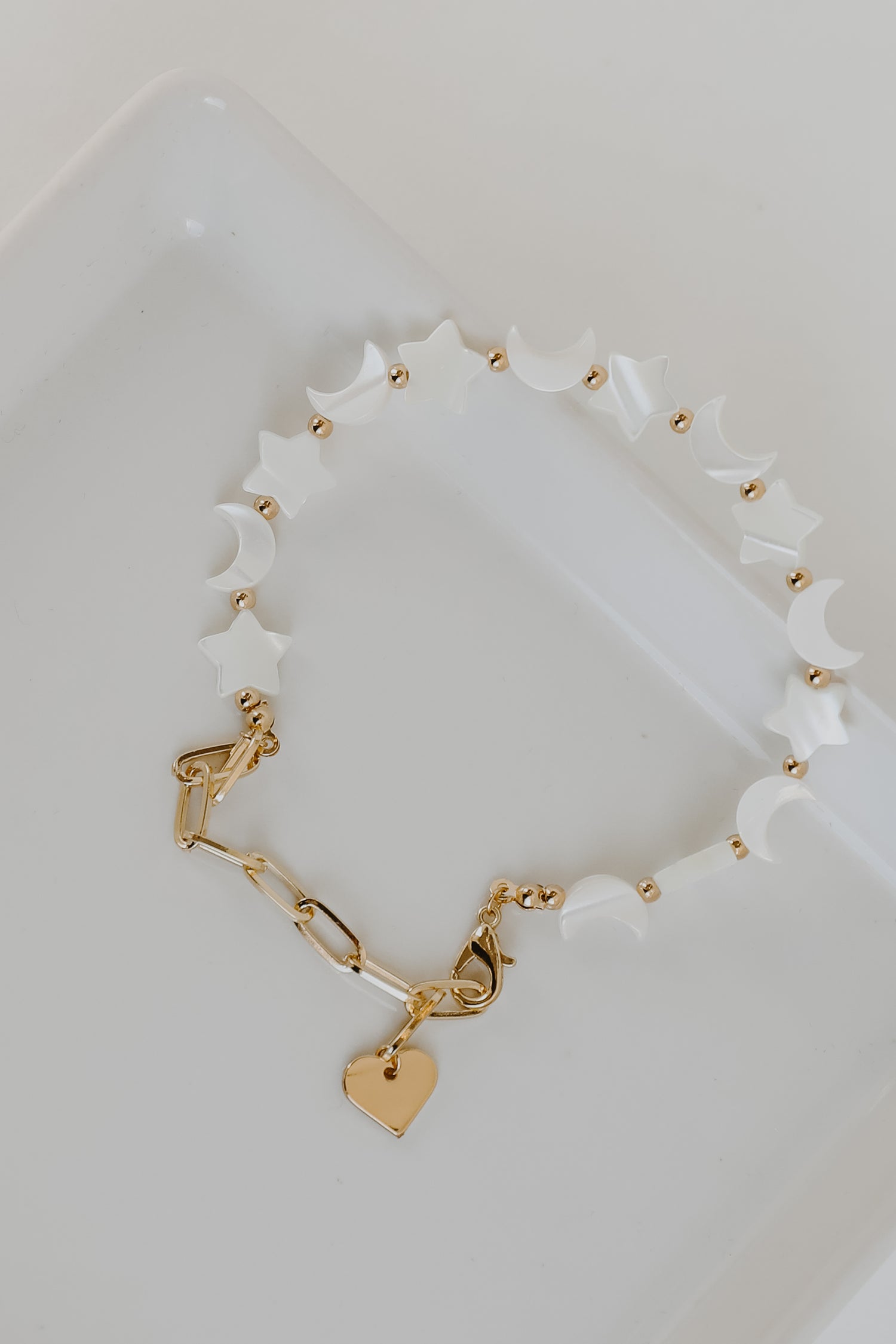 Star + Moon Bracelet flat lay