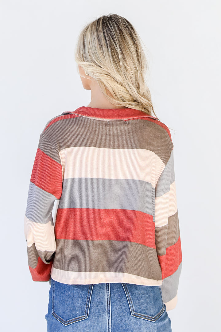 Striped Collared Top back view