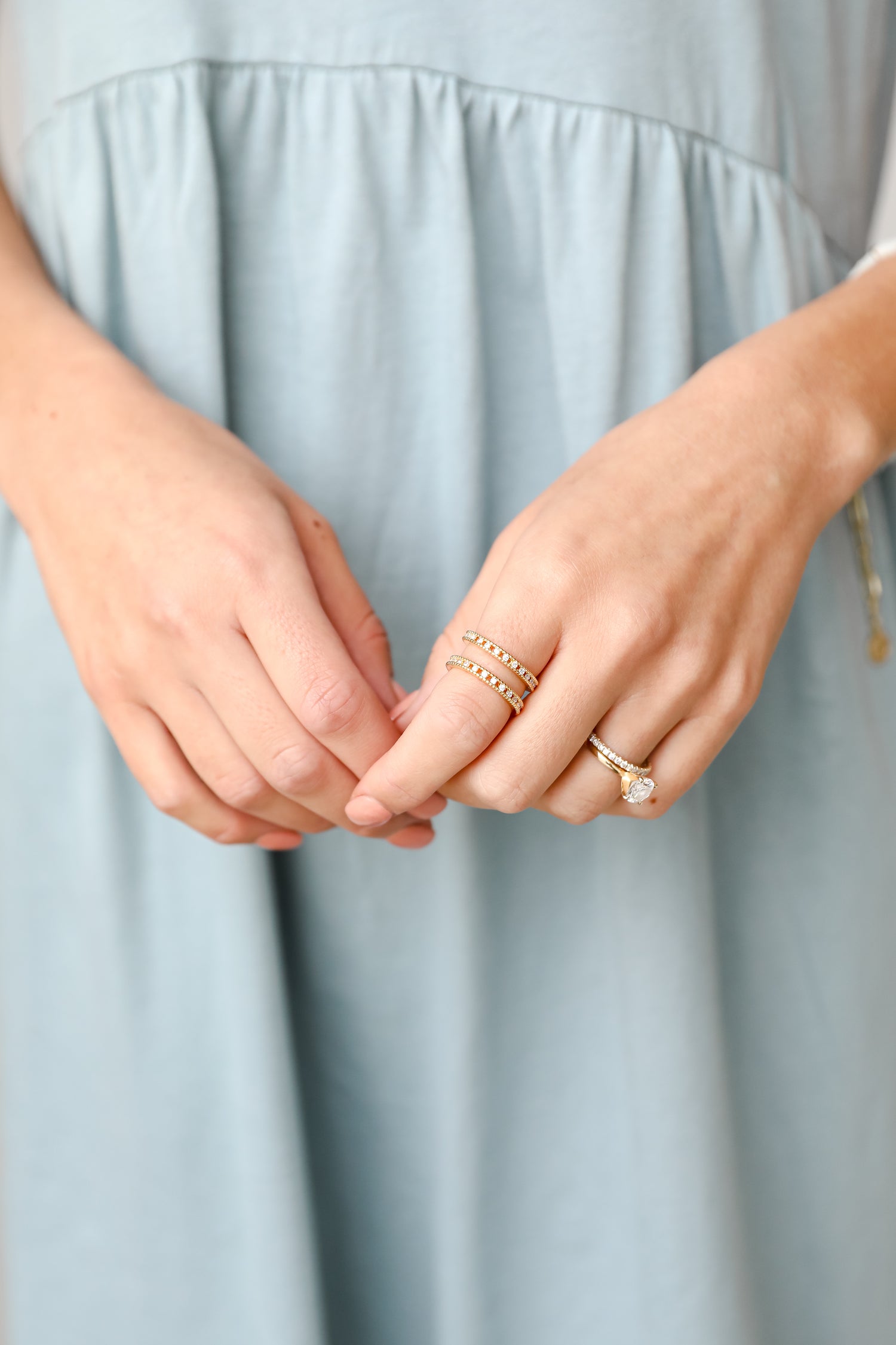 Gold Rhinestone Ring on model