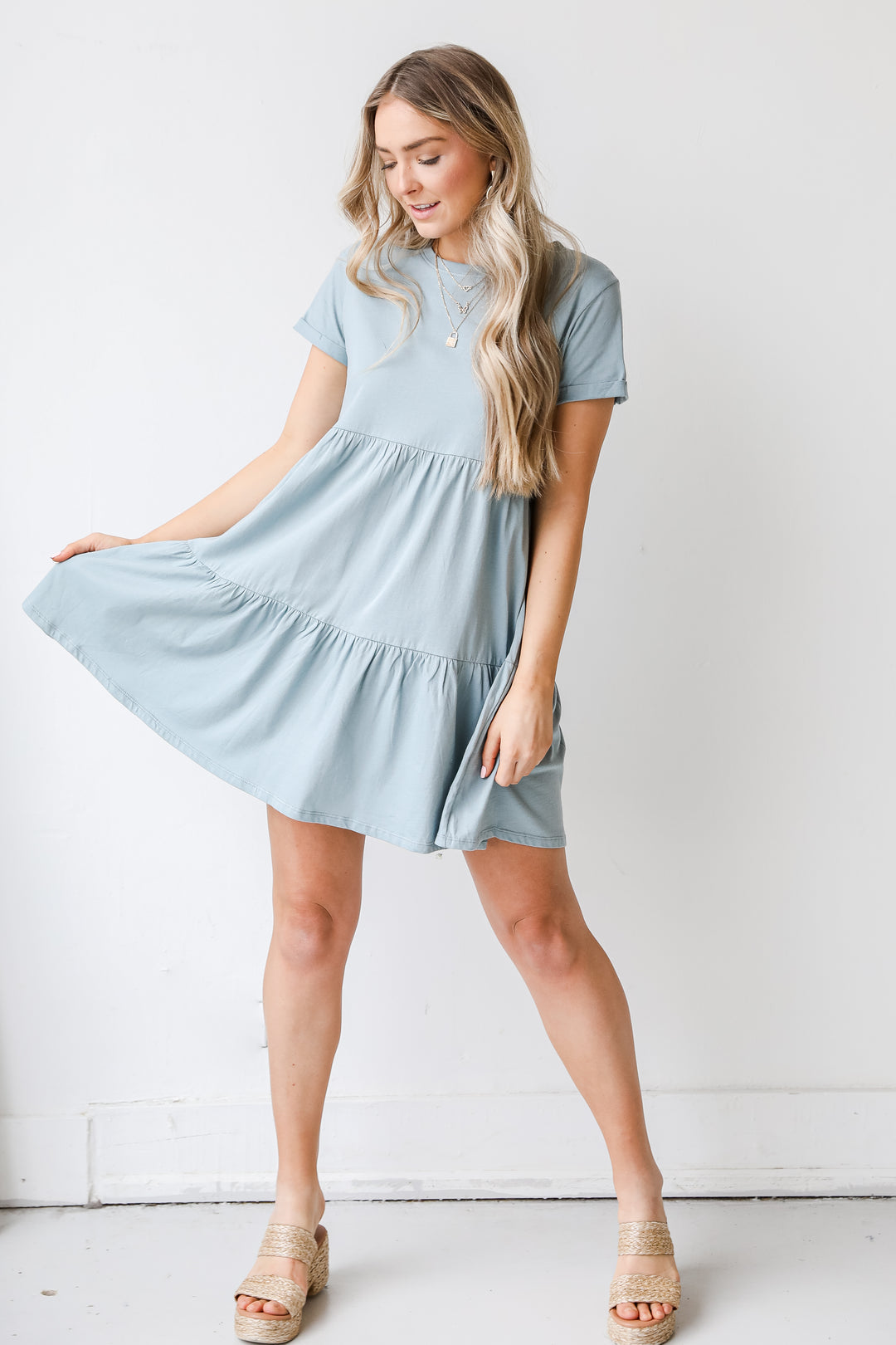 Tiered Babydoll Dress on model