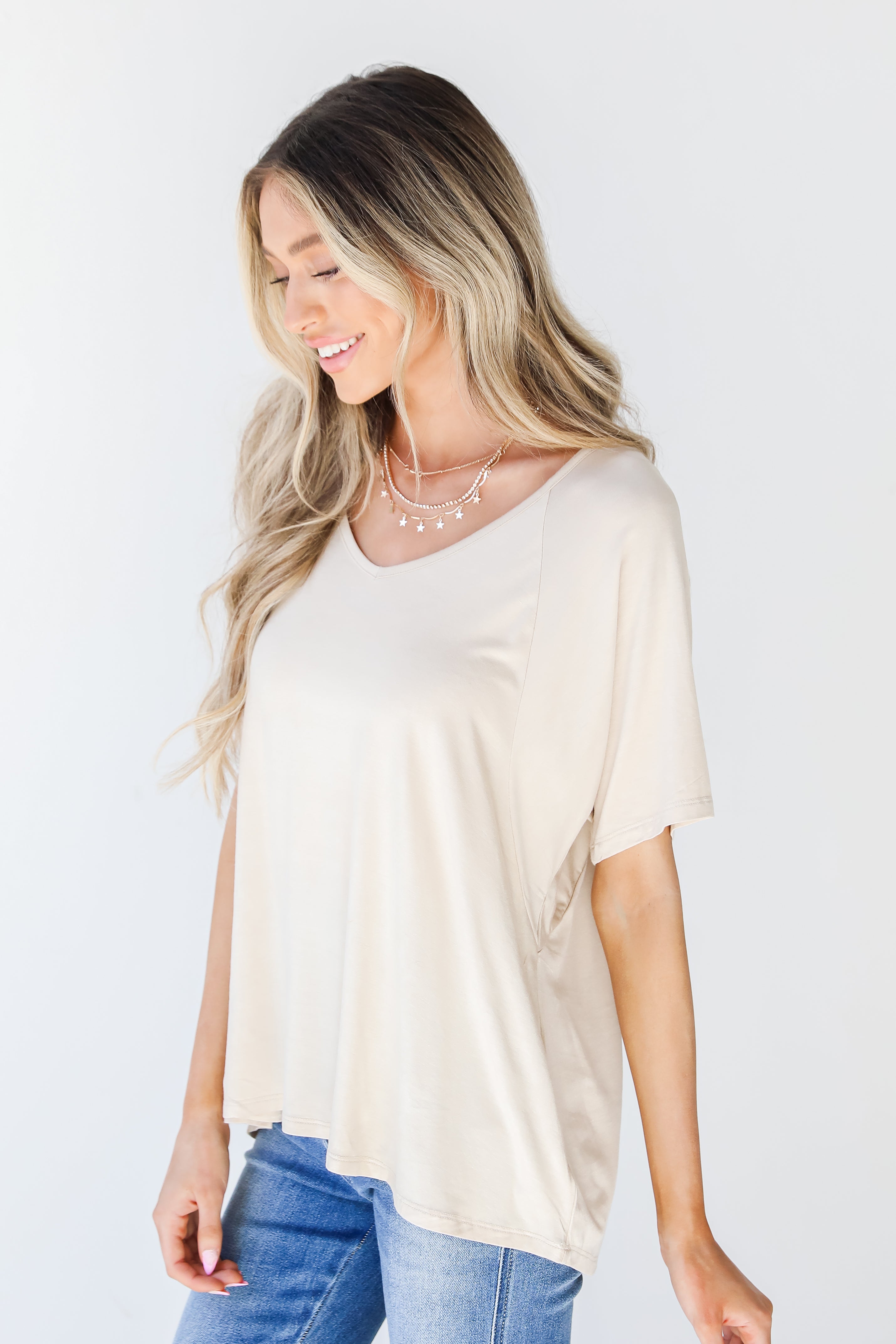 Jersey Knit Tee in khaki side view