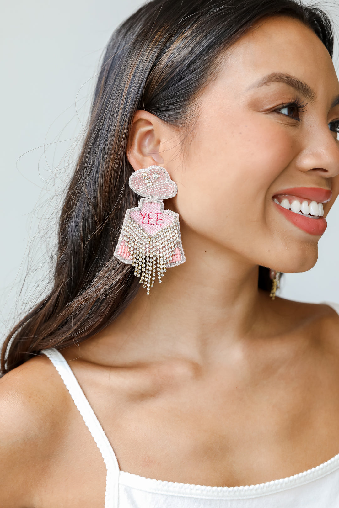 Yeehaw Beaded Rhinestone Fringe Earrings